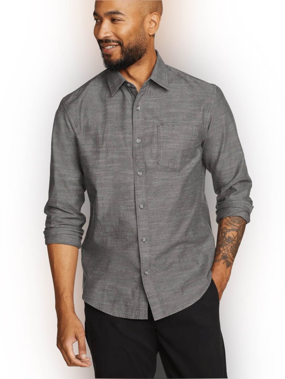 Eddie Bauer gray button down
